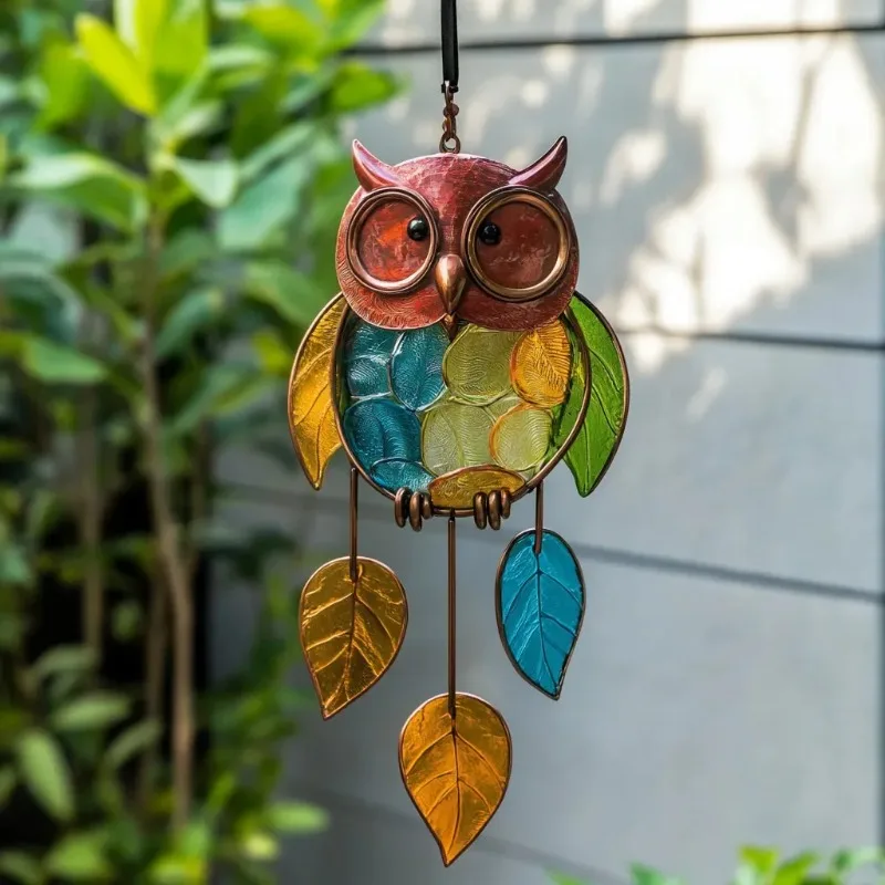 

Acrylic Colorful Owl Hangings Sun Catcher Glass Suncatcher Crafts for Yard Porch Garden Patio Bedroom Window Home Decorations