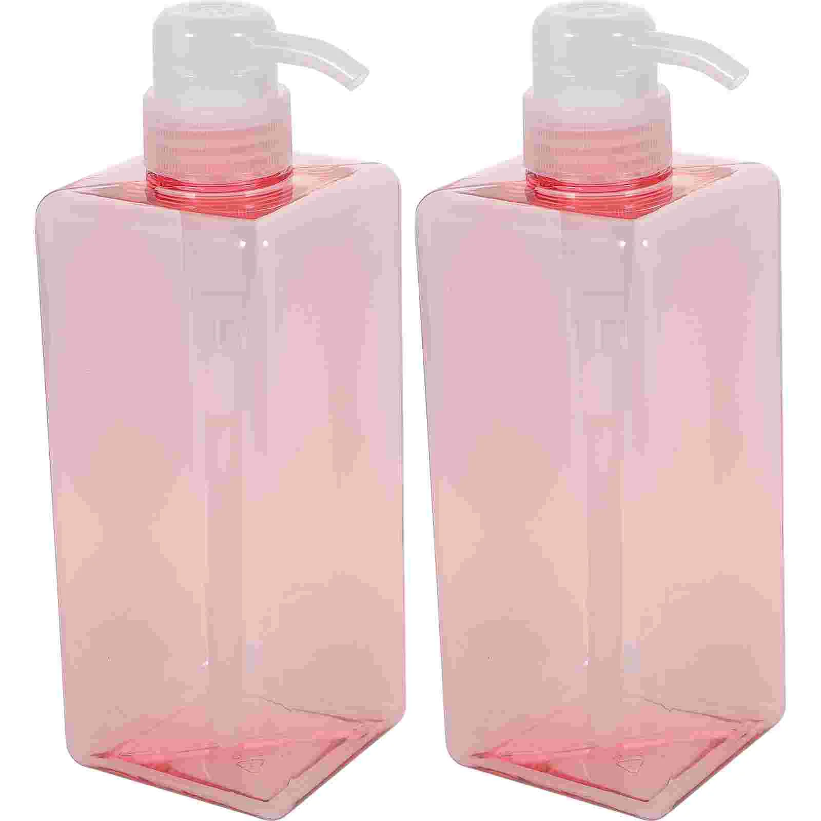 2 PCS Hand Dispenser Shampoo Bottle Liquid Lotion Pink with Pump Travel