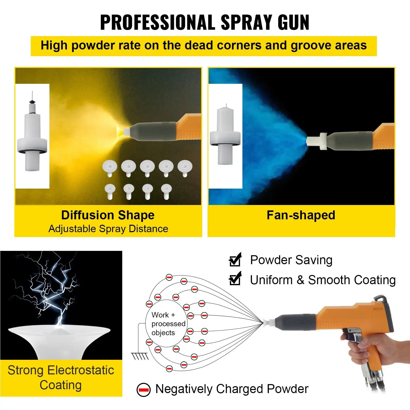 40W 50L Electrostatic Powder Coating Machine with Spraying Gun Paint 550g WX-101 Powder Coating System (40W 50L)