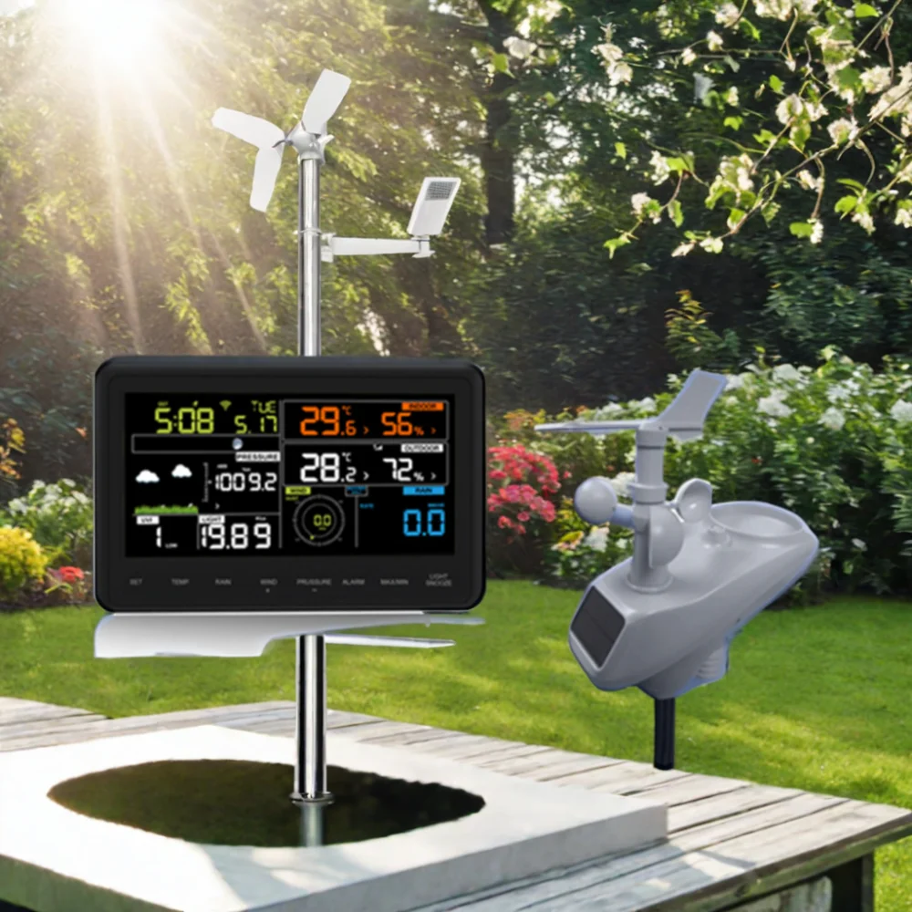 Estación meteorológica con aplicación WIFI TLF AW006, grabadora de temperatura LCD colorida para interiores/exteriores, higrómetro para uso doméstico