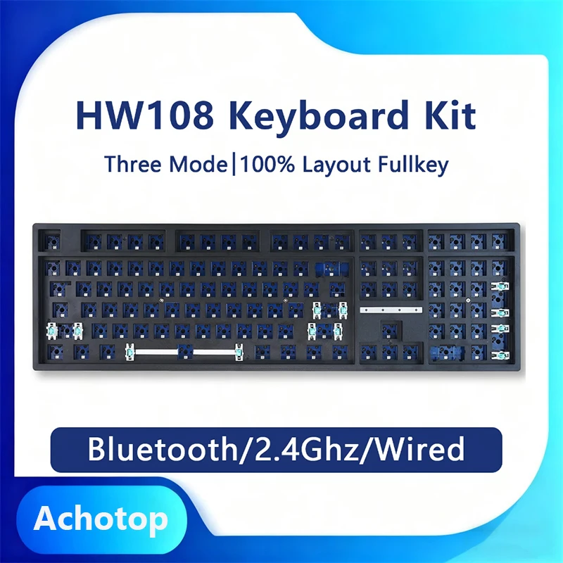 

HW108 Wireless 108keys mechanical keyboard case kit RGB 100percent 3 Mode wireless Mechanical Keyboard Hot Swappable Keybaord