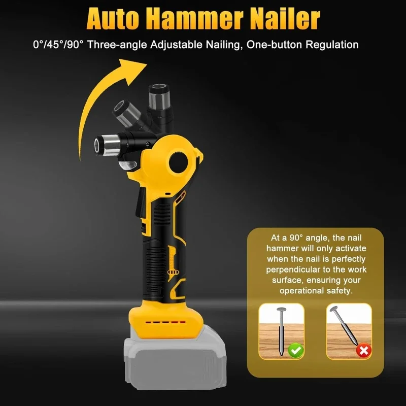 Handheld Nail Hammer LED Light Electric Automatic Adjustable Woodworking Nail Screwdriver Magnetic Head Fit For Makita Battery