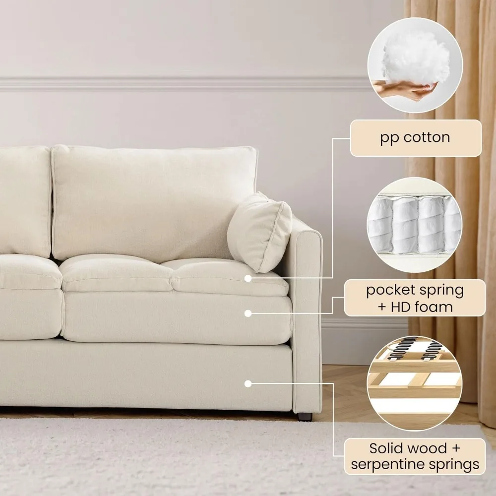 3-местный диван с глубоким сиденьем, карманами для хранения и широкими подлокотниками, удобная I-образная маленькая секция для гостиной