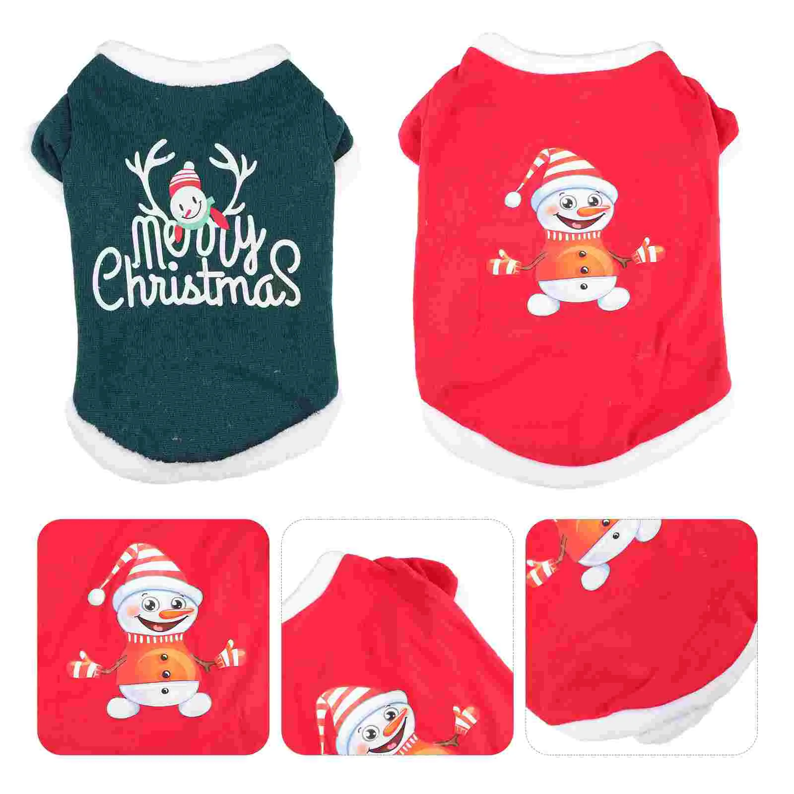 

2 Pcs Pet Sweater Dog Funny Apparel Garment Clothing Supply Xmas Clothes Festival Costume Fleece