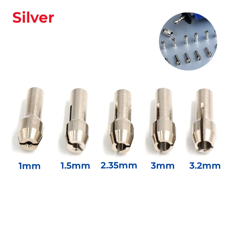 Mini Drill Collet Chuck M7 M8 Electric Mill Shaft Screw Cap Nut Silver Brass Chucks For Dremel Rotary Power Tool Accessory
