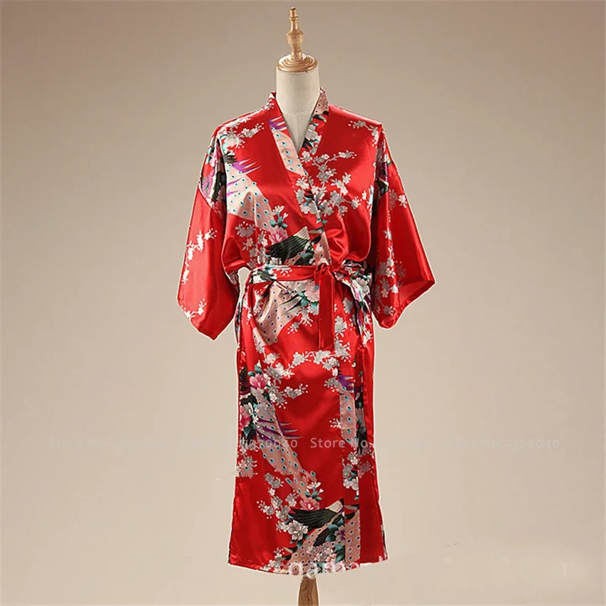 Piyama Satin wanita jubah mandi gaun tradisional Jepang wanita Sakura Kimono Yukata Haori kardigan tipis Ao Dai gaun pakaian tidur