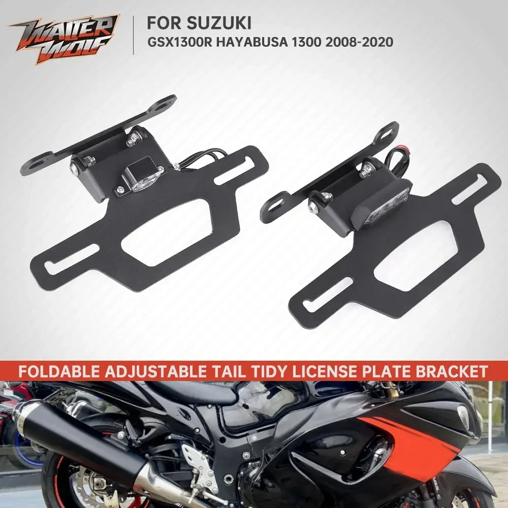 

Tail Tidy Fender Eliminator License Plate Bracket For Suzuki GSX1300R Hayabusa 1300 2008-2020 Foldable Registration Frame Kit