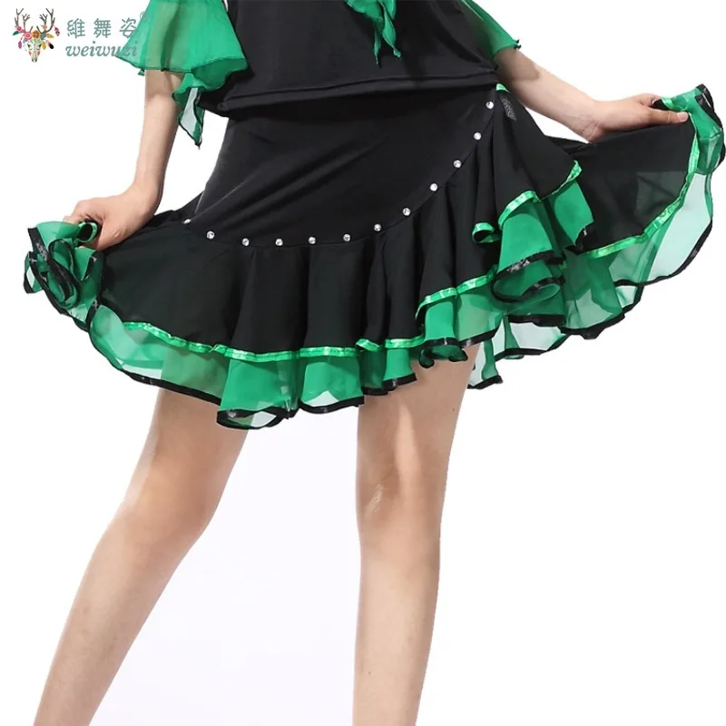 Vestido de prática de competição latina feminino tango rumba chacha dança de salão vestido quadrado traje de dança samba saia de dança