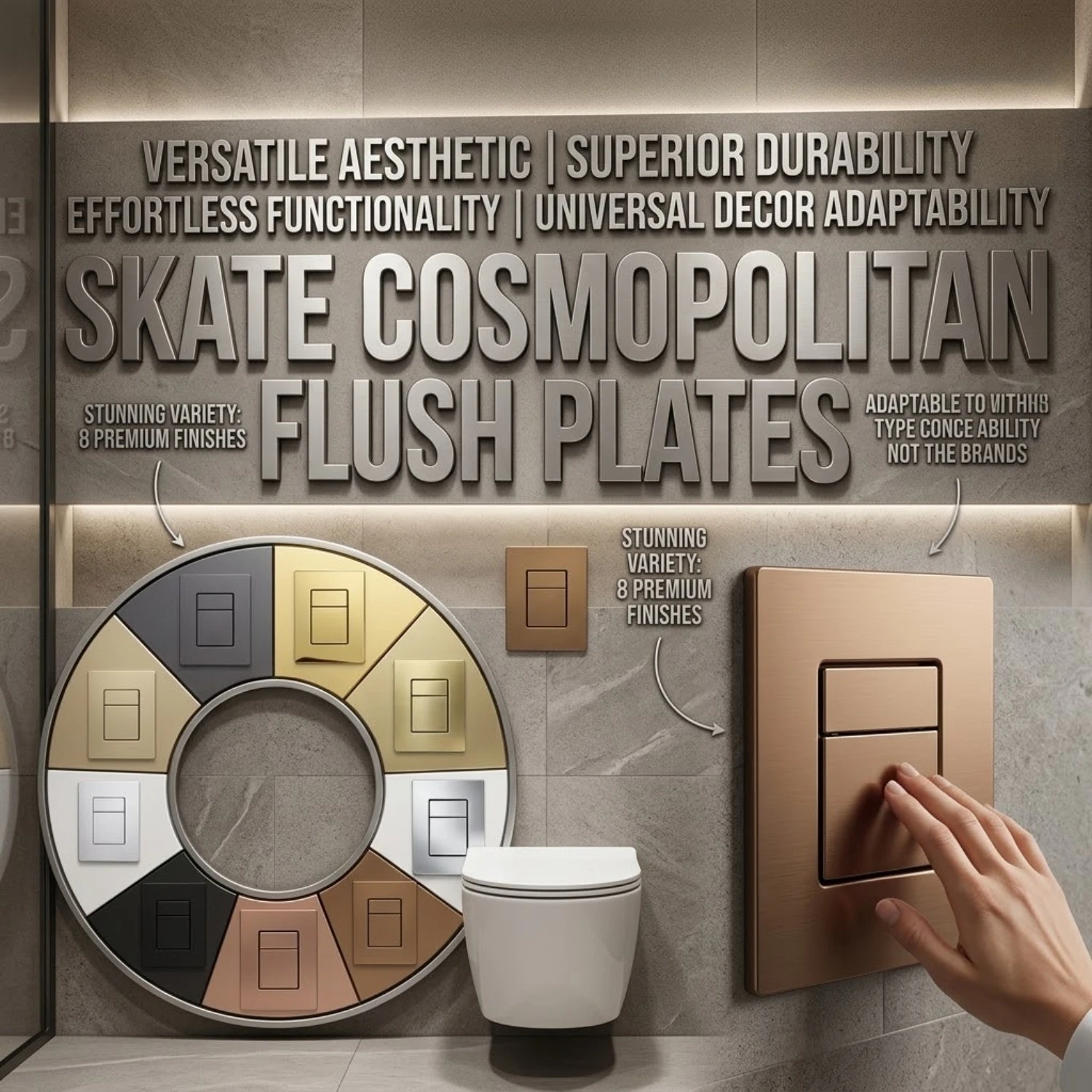Dual Flush Push Button Plate Compatible with Grohe SKATE COSMOPOLITAN Toilet Accessory Replacement Part