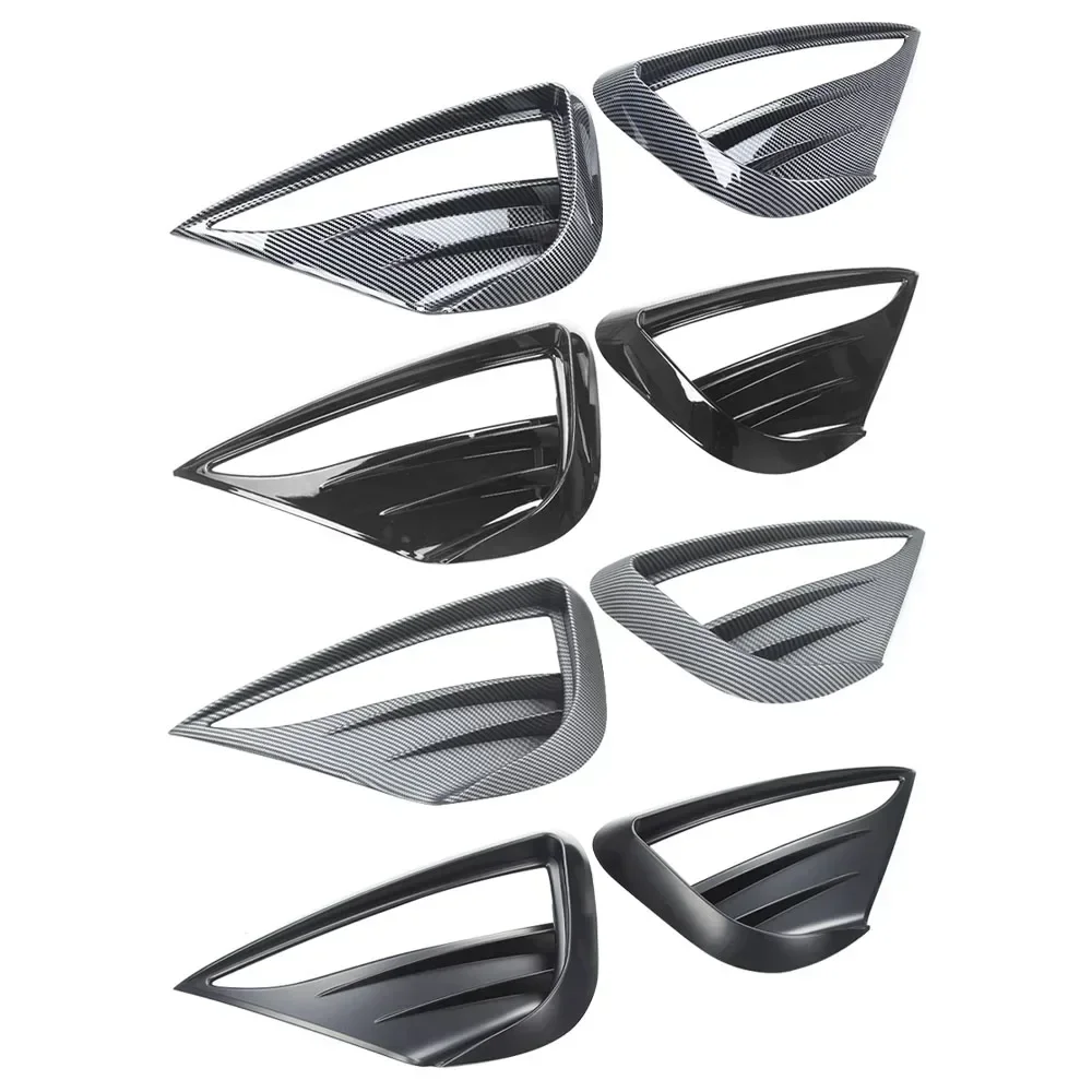 2pcs Fog Lamp Wind Knife Spoiler Blade Trim for Tesla Model Y 2020-23 Front Fog Light Protective Cover Woof Tooth ABS Decoration
