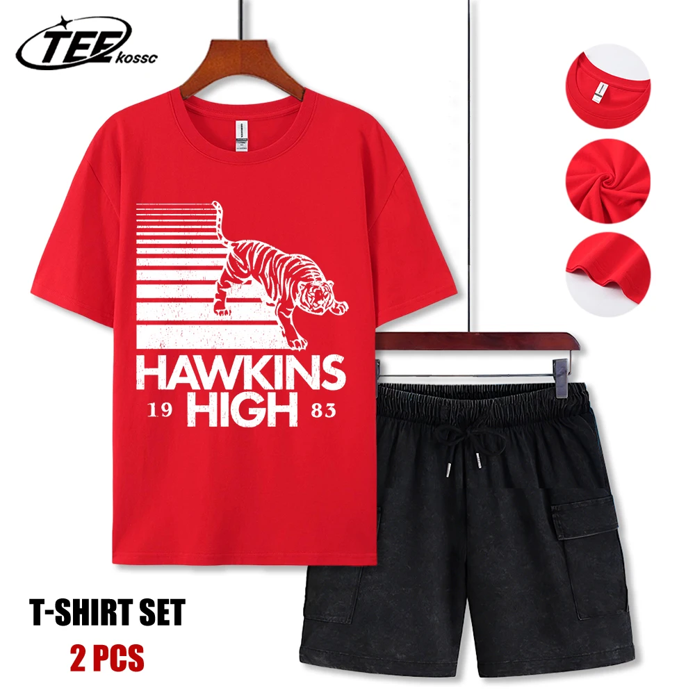 

Hawkins 1983 High School Print T Shirts Men All-Match Cotton Basics T-Shirt Soft Summer New Short Suit O-Neck Loose Casual Top