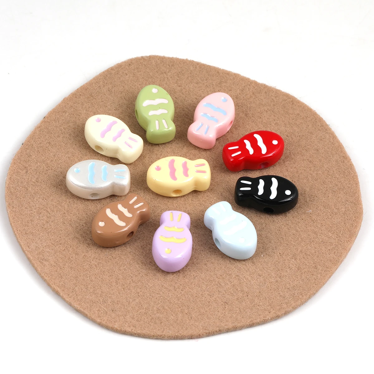 10/20pcs Random Color 18*11mm Cartoon Fish Acrylic Loose Beads DIY Bracelet Hair Handmade Craft Supplies