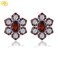 Natural Garnet White Topaz Sterling Silver Clip Earring 8 Carats Genuine Topaz Gemstone Romantic Exquisite S925 Fine Jewelry