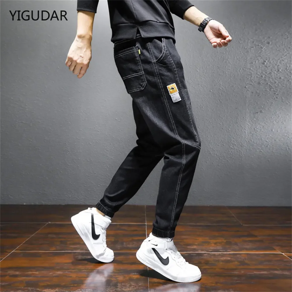 Men's Jeans Slim-Fitting Pants Casual Jogging Pants Streetwear Drawstring Denim jeans Men's Cargo Pants Loose Fashion trousers