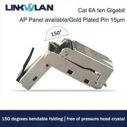 Linkwylan 150 Degree Bendable Angled RJ45 Termination Plug Cat 6A Field Connector Shielded Toolless Quick Installation