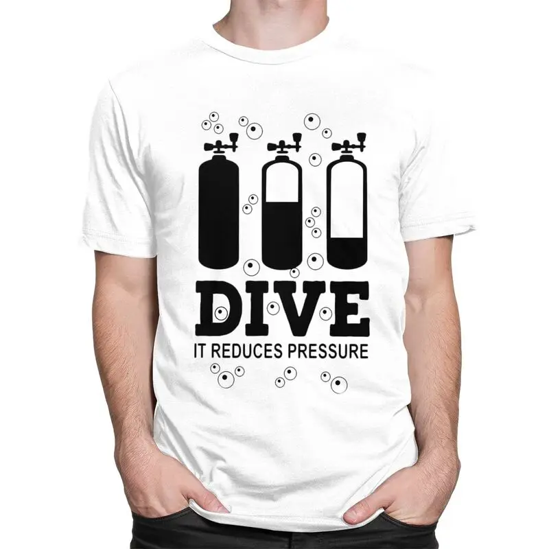 Custom Scuba Diving T Shirts Men 100% Cotton Tee Tops Dive Diver Quote Tshirts Short-Sleeve Fashion T-shirt Clothing