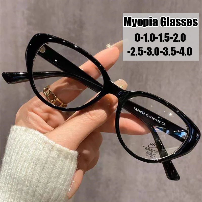 

Women Men‘s Myopia Glasses Luxury Trend Cat Eye Square Near Sight Eyeglasses Finished Optical Minus Eyewear Diopter 0 TO -4.0