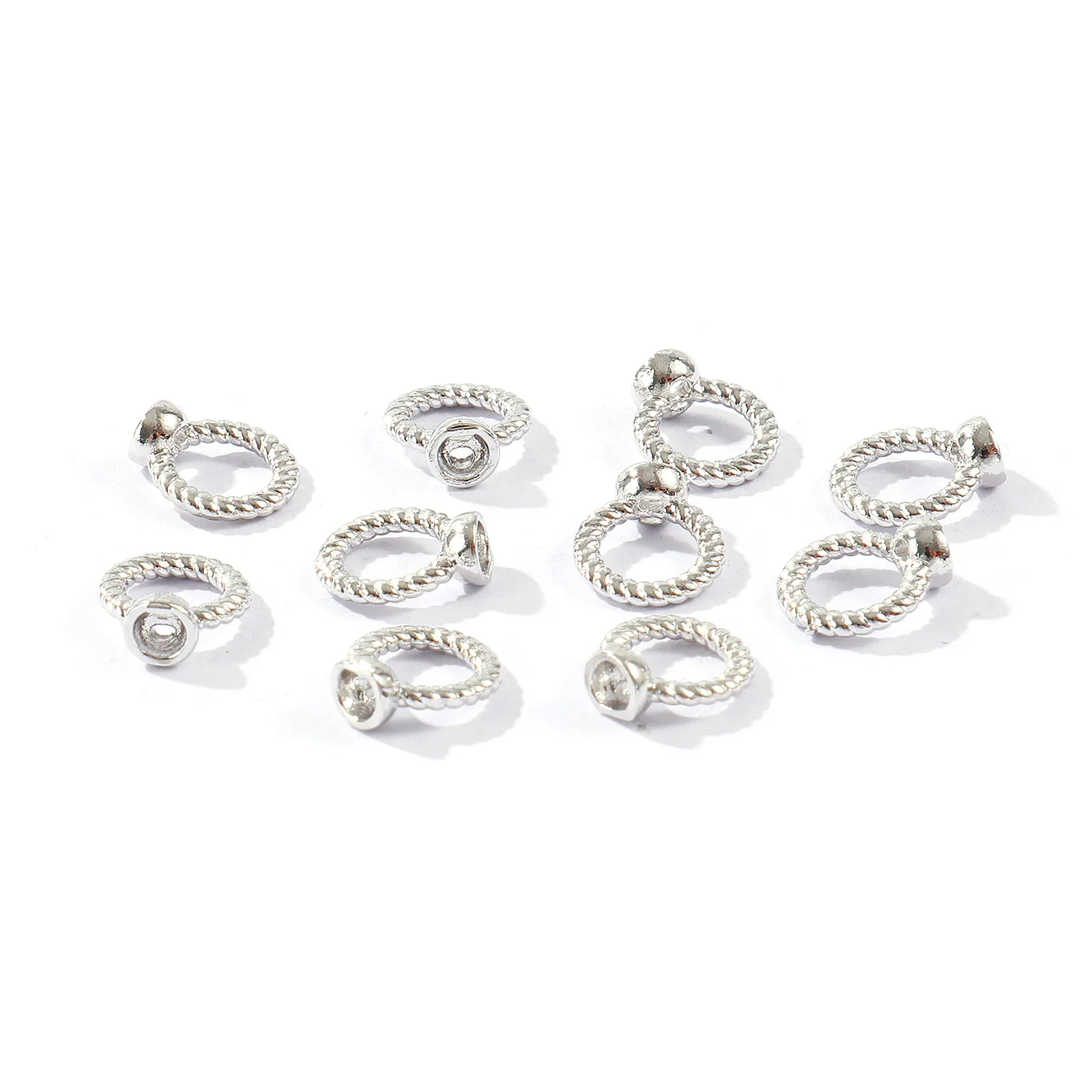 10 Stück Messing-Endkappen für Halsketten, Armbänder, Schmuckherstellung, Großhandel, mehrfarbige Doppelloch-Verbindungsringe, Endkappen, 8 mm x 7 mm – Detail 6