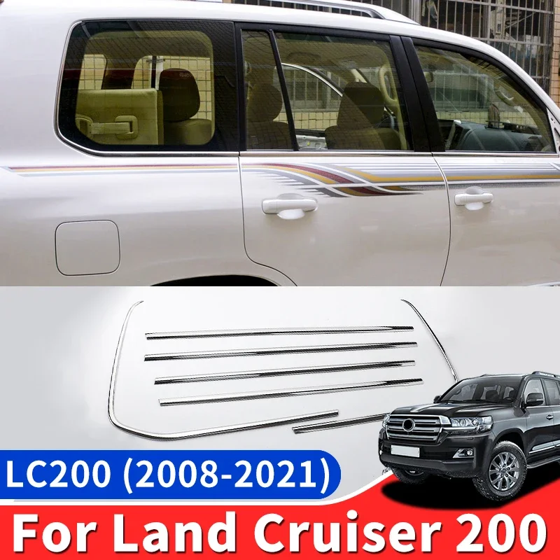 

For Toyota Land Cruiser 200 2008-2021 2020 2019 Window Stainless Steel Decoration LC200 FJ200 Car Body Modification Accessories
