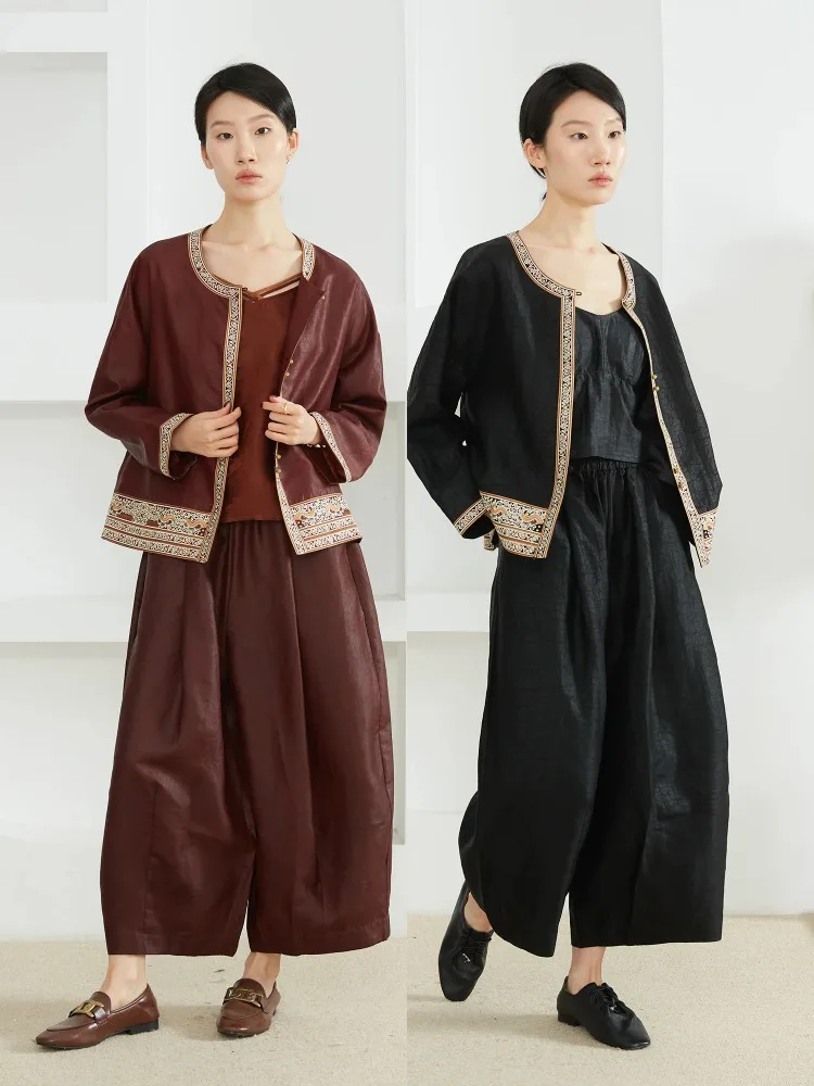 2026 Women's Fashion Spring and Summer Clothing 100% Natural Mulberry Silk Red Cloud Yarn Elastic Waist Loose Straight Leg Pants