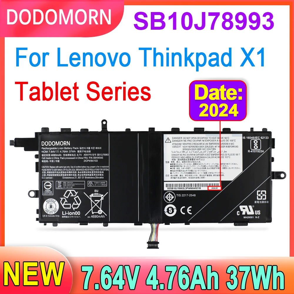 Аккумулятор DODOMORN SB10J78993 для ноутбука Lenovo ThinkPad X1 Tablet Series 00HW046 00HW045 SB10J78994 7,64 в 37 Вт/ч а/ч, высокое качество