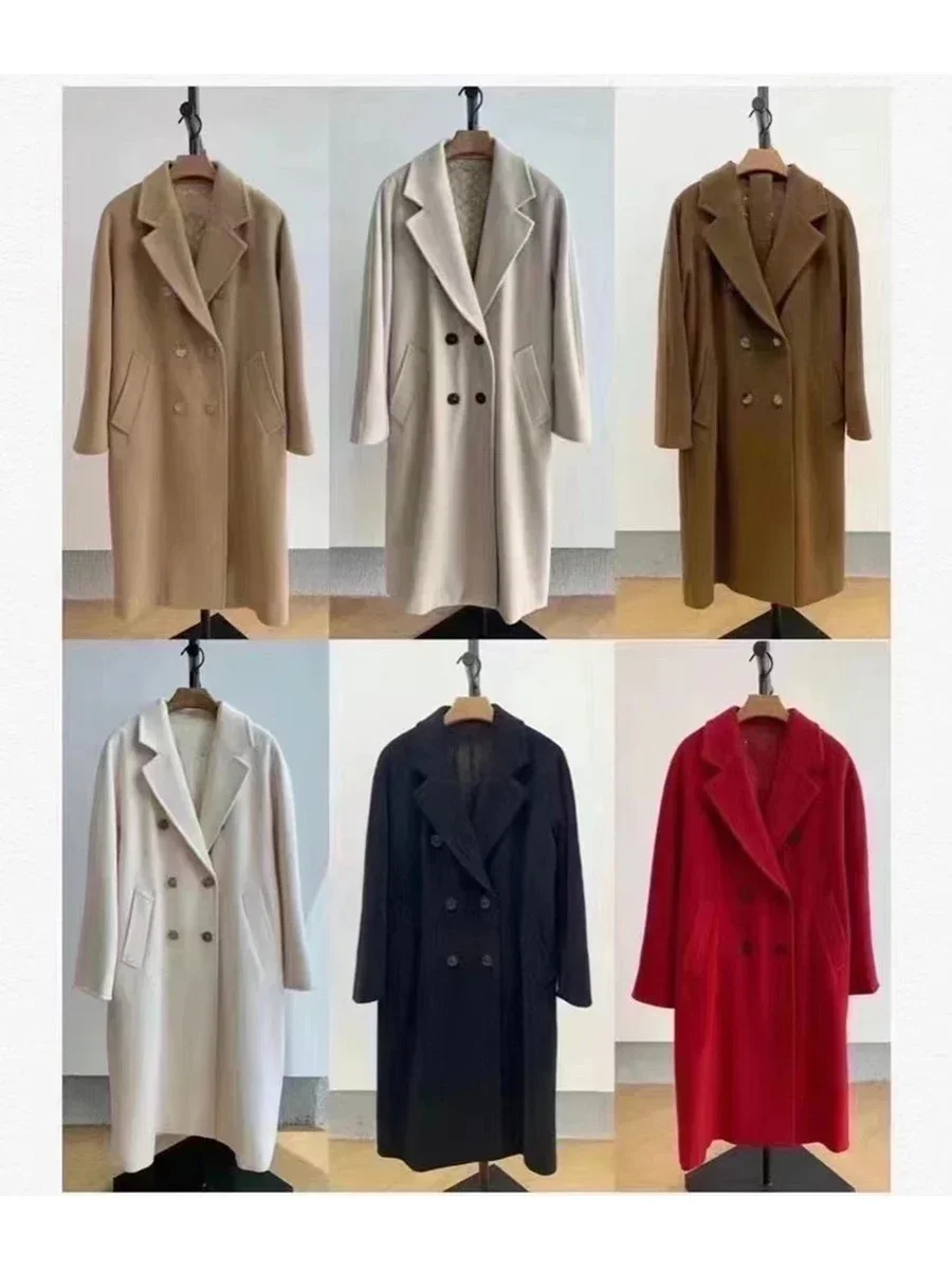 

Max 101801 Wool and Blends Long Coat for Women - Double-breasted with Horn Buttons, Loose Teddy Style for Men coat luxury brand