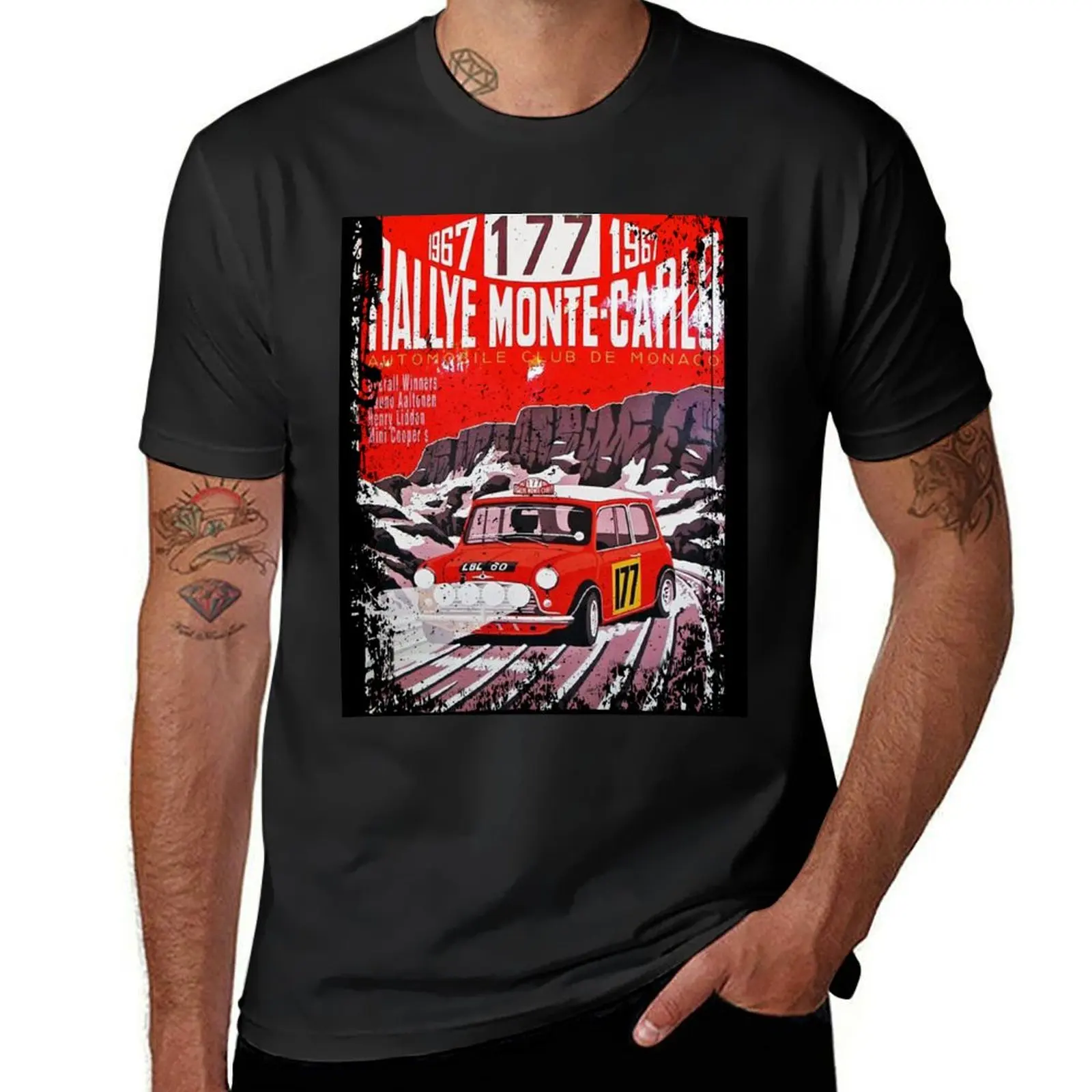 

Faded Retro Style 1967 Monte Carlo Rally Poster T-Shirt customizeds cute tops clothes for men