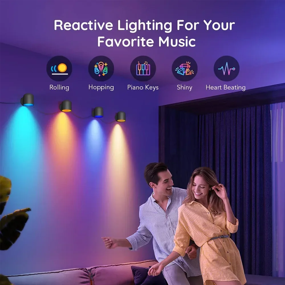 Tuya WIFI Smart LED Wall Light Intelligent Downlight Music Sync Home Decor Work with Alexa APP RGB Multicolor Wall Light Decor