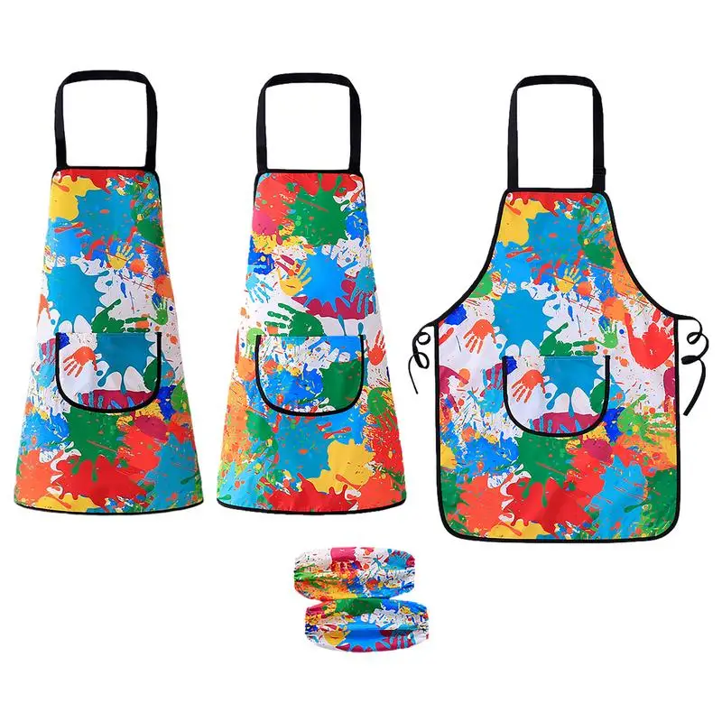 Delantal de arte para niños, delantal de pintura impermeable multiusos con 2 mangas y bolsillo, adecuado para pintar, hornear y DIY