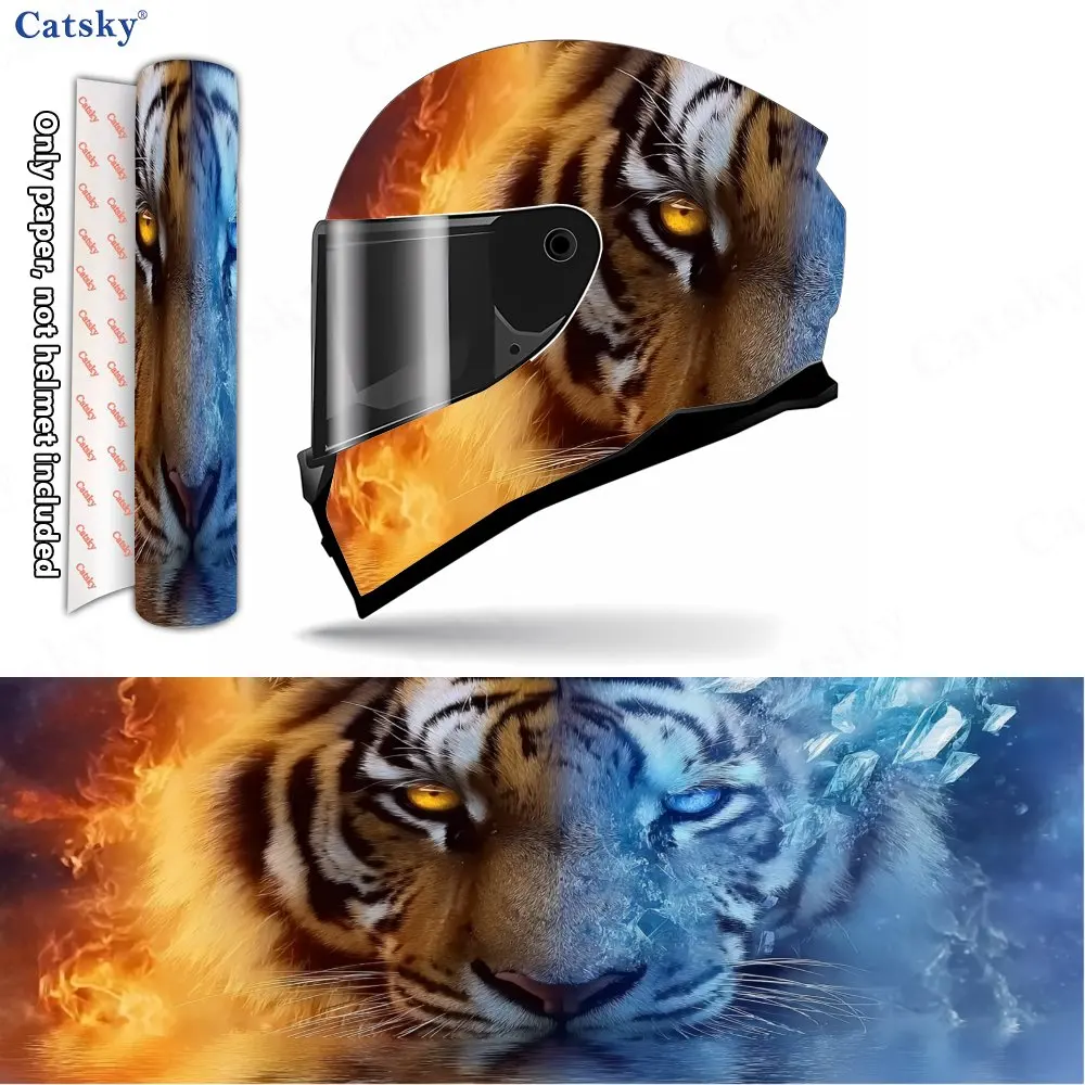 ملصق خوذة دراجة نارية من مادة PVC ذاتية اللصق مقاومة للماء من Ice and Fire Twin Tigers، لاصق بقوة ولا تسقط، مقاوم للماء #1