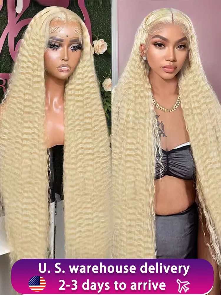 

38 40 Inch 613 Blonde Curly 13x6 HD Lace Front Human Hair Wigs Loose Deep Wave Pre Plucked Water Wave Lace Frontal Wig For Women
