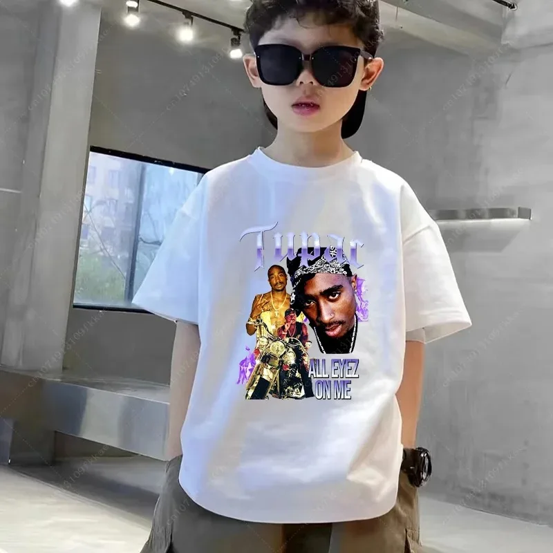 Tupac 2pac Rapper Thug Life Hip Hop Fashion Kids T-shirt Baby Boys Girls Clothes Summer Children Cotton Short Sleeve T Shirt Top