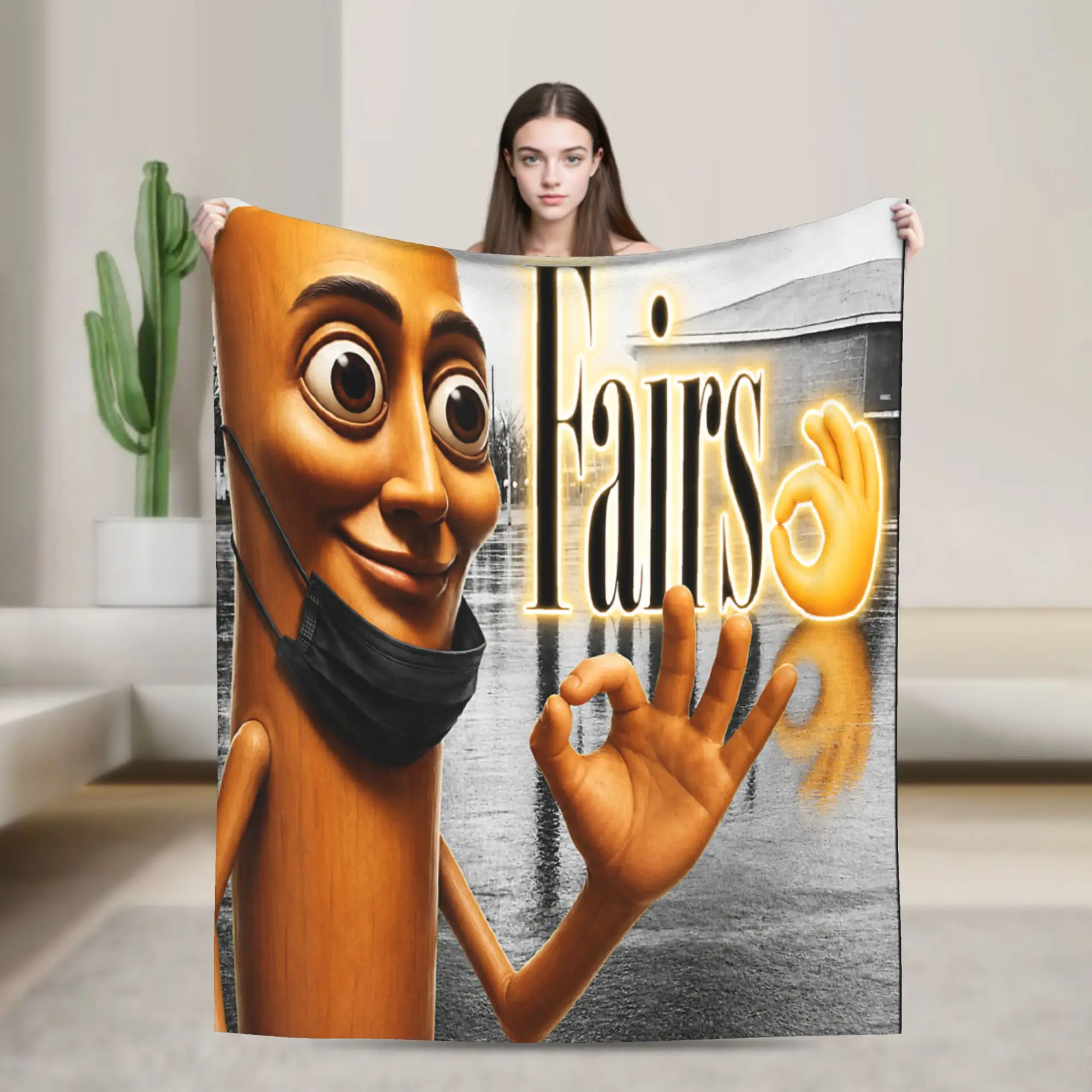 Funny Triple T Tung Sahur Fairs Parody YBG Meme Throw Blanket Cozy Blankets  For Outdoor Camping Flannel Bedspread Bed Cover