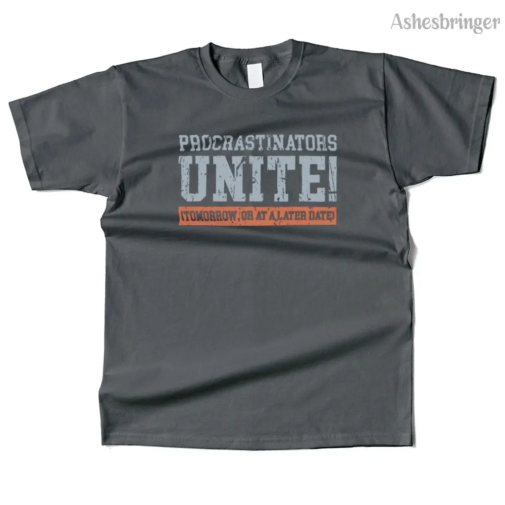 Mens Cotton Procrastinators Unite Graphic T Shirt Street Casual Style Tee for Men and Women