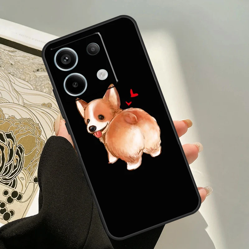 Capa fofa de cachorro corgi para xiaomi redmi note 13 14 pro 12 11 9 10 9s 10s 11s 12s redmi 13c 10c 12c 14c capa
