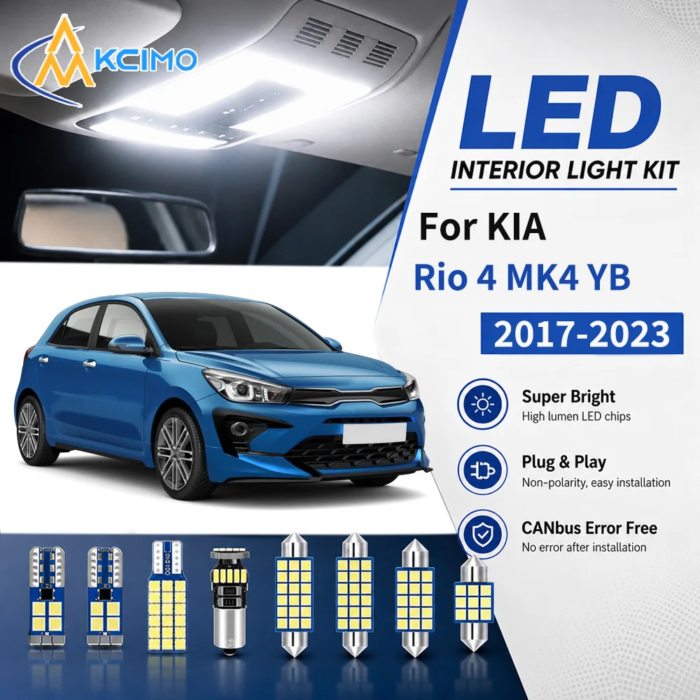 Canbus Error-Free 2 Color LED Interior Light Bulb Set For KIA Rio 4 MK4 YB 2017-2023 Dome Door Light Car Interior Modification