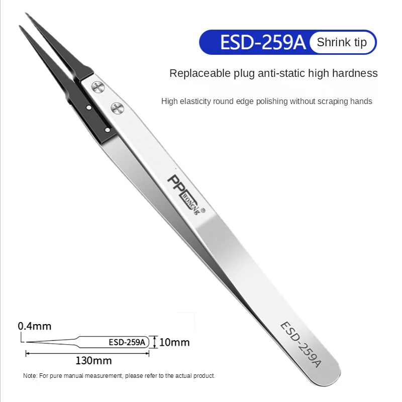 PPD Ceramic Tweezers Anti-static Bent Sharp Point Slant Flat Head Tweezer Precision IC Gripping Tool