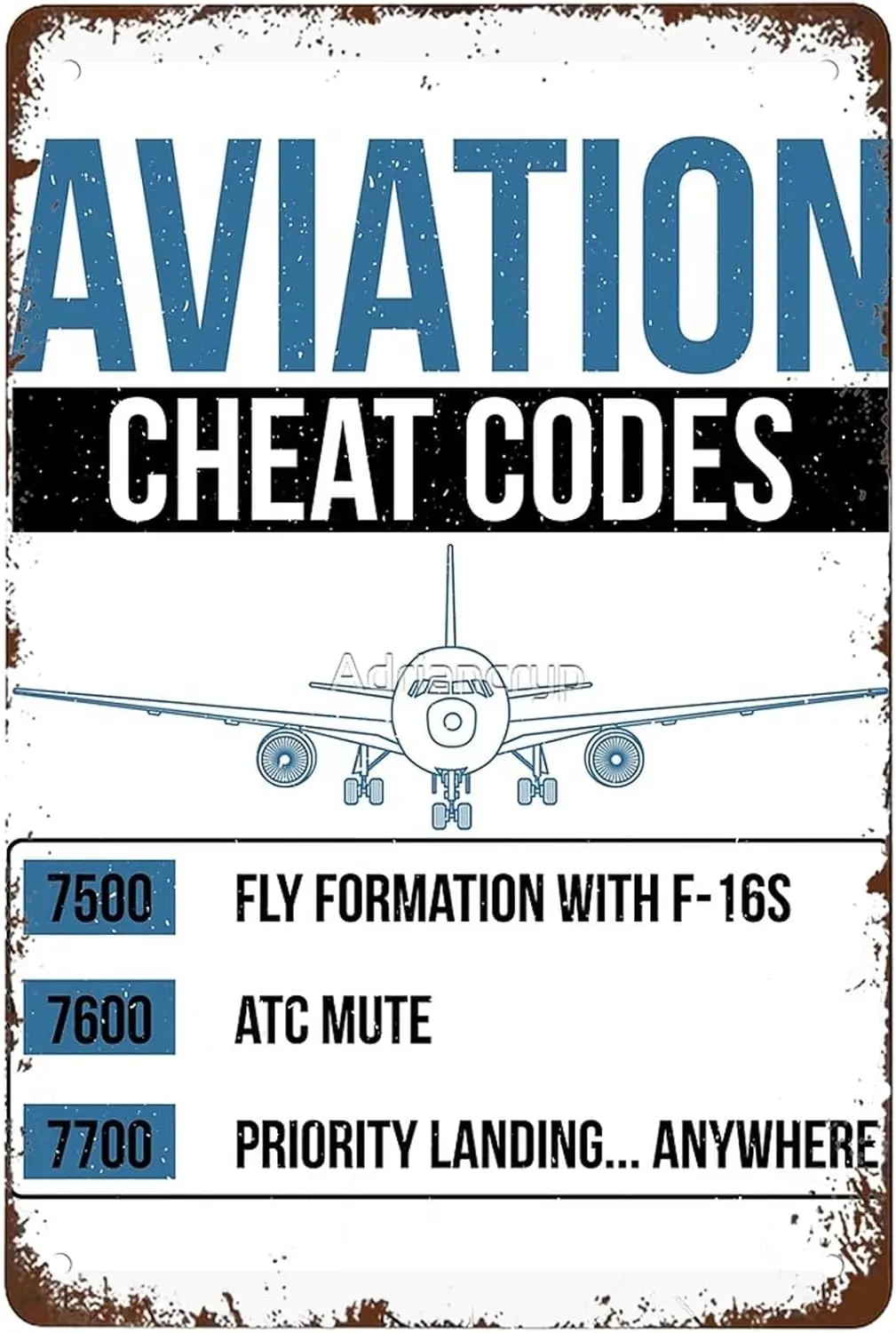 Funny Aviation Cheat Codes Fun ATC Pilot Geschenk Signs Wall Decor Vintage Metal Tin Sign Art Poster Office Pub Kitchen Cafe