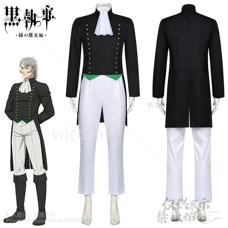 Sieglinde Sullivan Cosplay Black Anime Butler Costume Jacket Pants Bow Tie@Lifelike// cosHalloween Christmas Party Customized