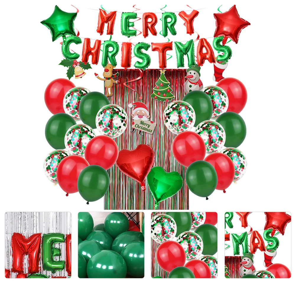 

46pcs 1 Set Christmas Balloons Aluminum Foil Party Decoration Xmas Balloon Supplies Holiday Banquet Wall Ceiling
