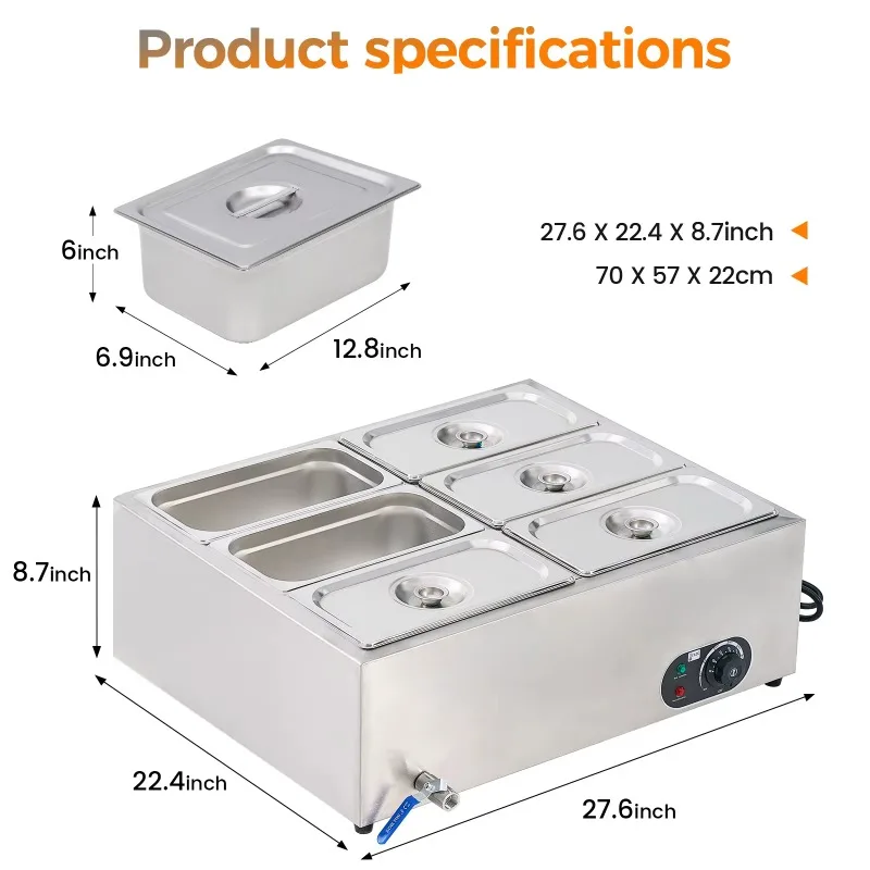Electric lunch box stainless steel insulated food insulation pot for restaurant heating food