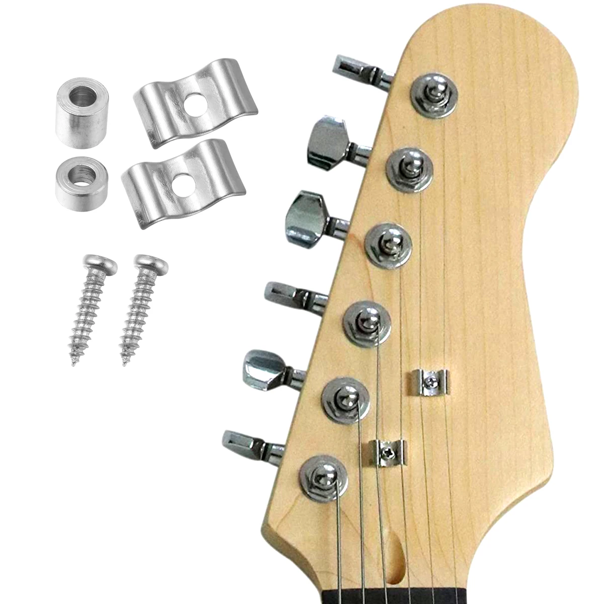 

4 Sets of Electric Guitar Head Pressure Chord Button Stable String Buckle Lock String Buckle Lead String Device (Silver)