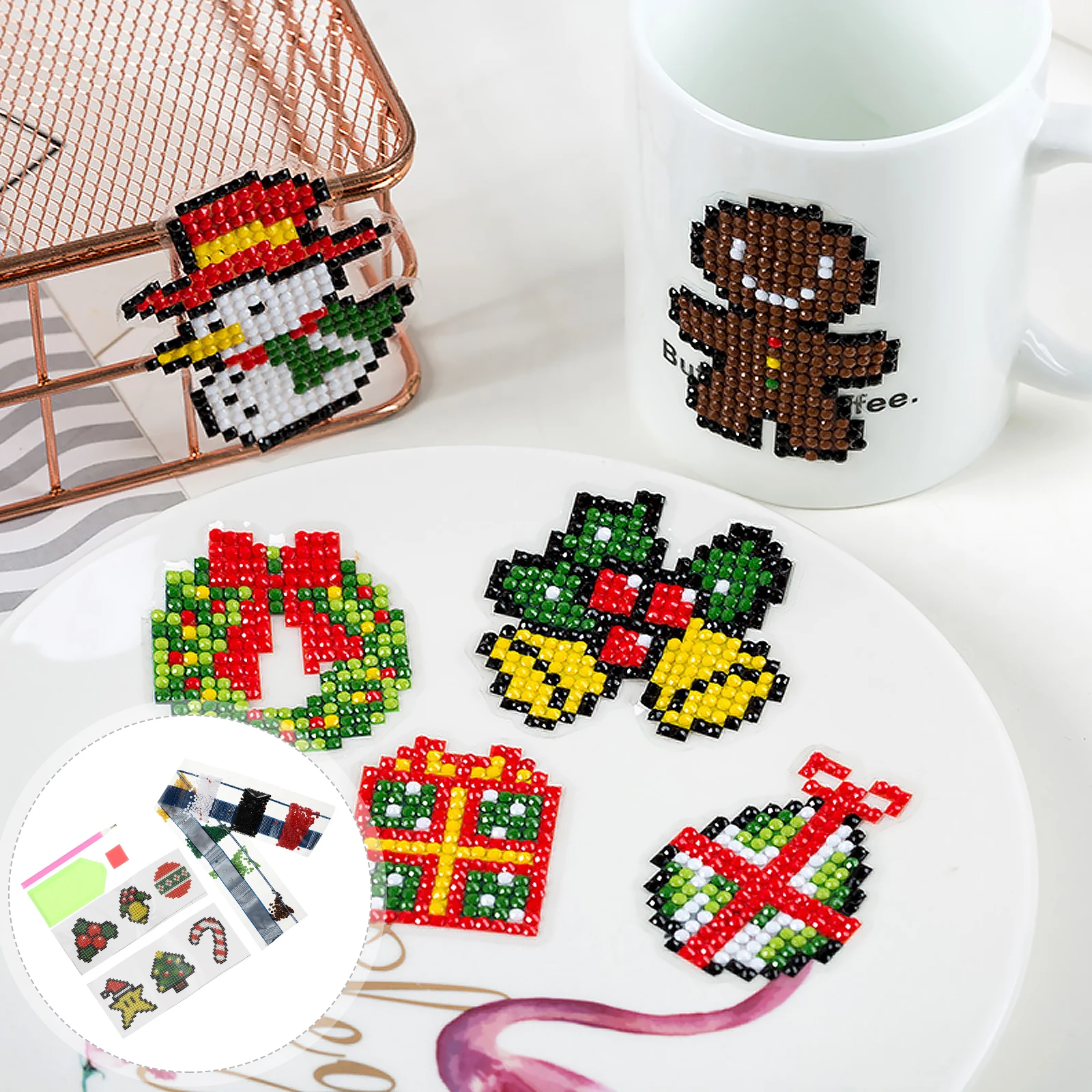 

1Set Painting Sticker DIY Christmas Rhinestone Bead Sticker for Scrapbooks Cards Decorations DIY Painting Crafts