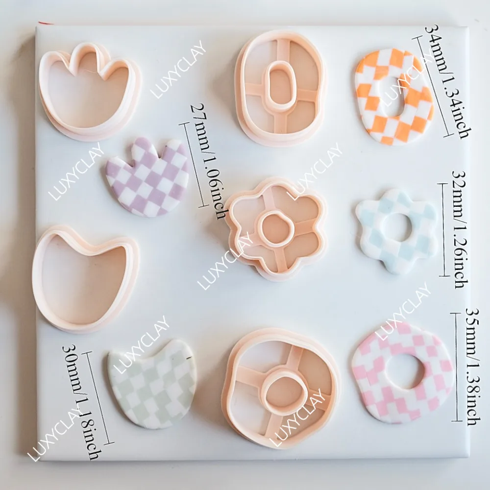 5pcs/Set Creative Irregular Donut Flower Shape Polymer Clay Cutters, Pottery Earrings DIY Molds, Jewelry & Earring Clay Molds