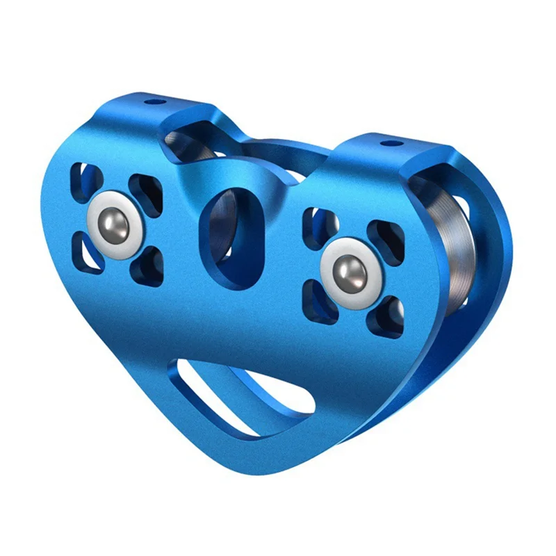 Outdoor Climbing Lifting Transportation Mountaineering Pulley Heart Shape Double Pulley Steel Cable Slide Pulley-AA85