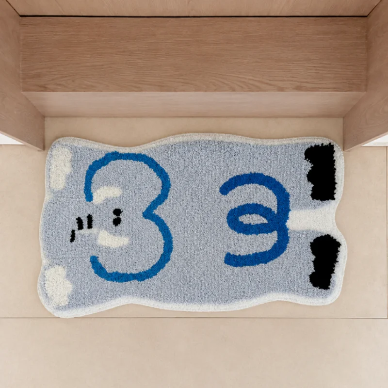 VIKAMA Cartoon Animal Shaped Bath Mat Anti Slip Water Absorbent Quick Dry Floor Mat Kids Room Bedroom Home Decoration