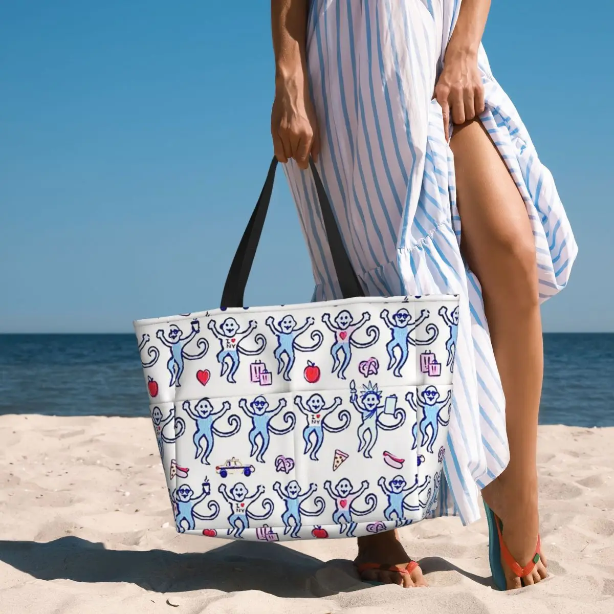 

Preppy Roller Monkeys Rabbit Beach Tote Bag Sport Gym Yoga Duffle Large Tote Bag Women Travel Bag Fitness bag