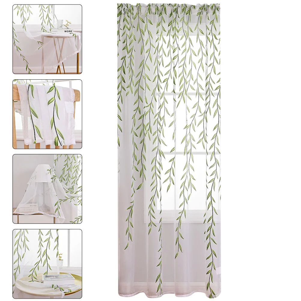 

Wicker Pattern Window Curtain Willow Gauze Curtains Semi Sheer Drape Home Decor