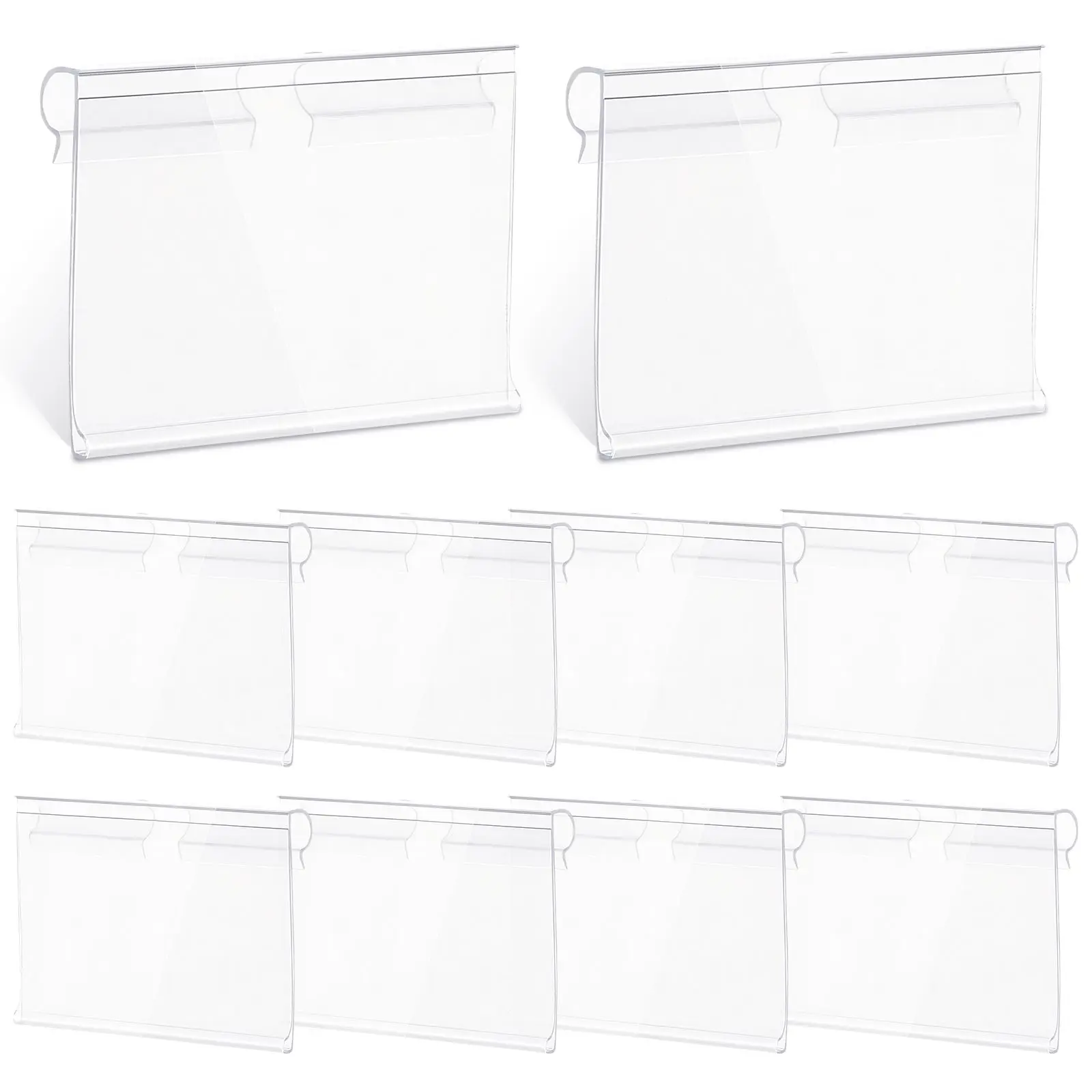 60 Pcs Labels Price Tag Clear Sign Holder Merchandise Tabletop Automatic Display Transparent