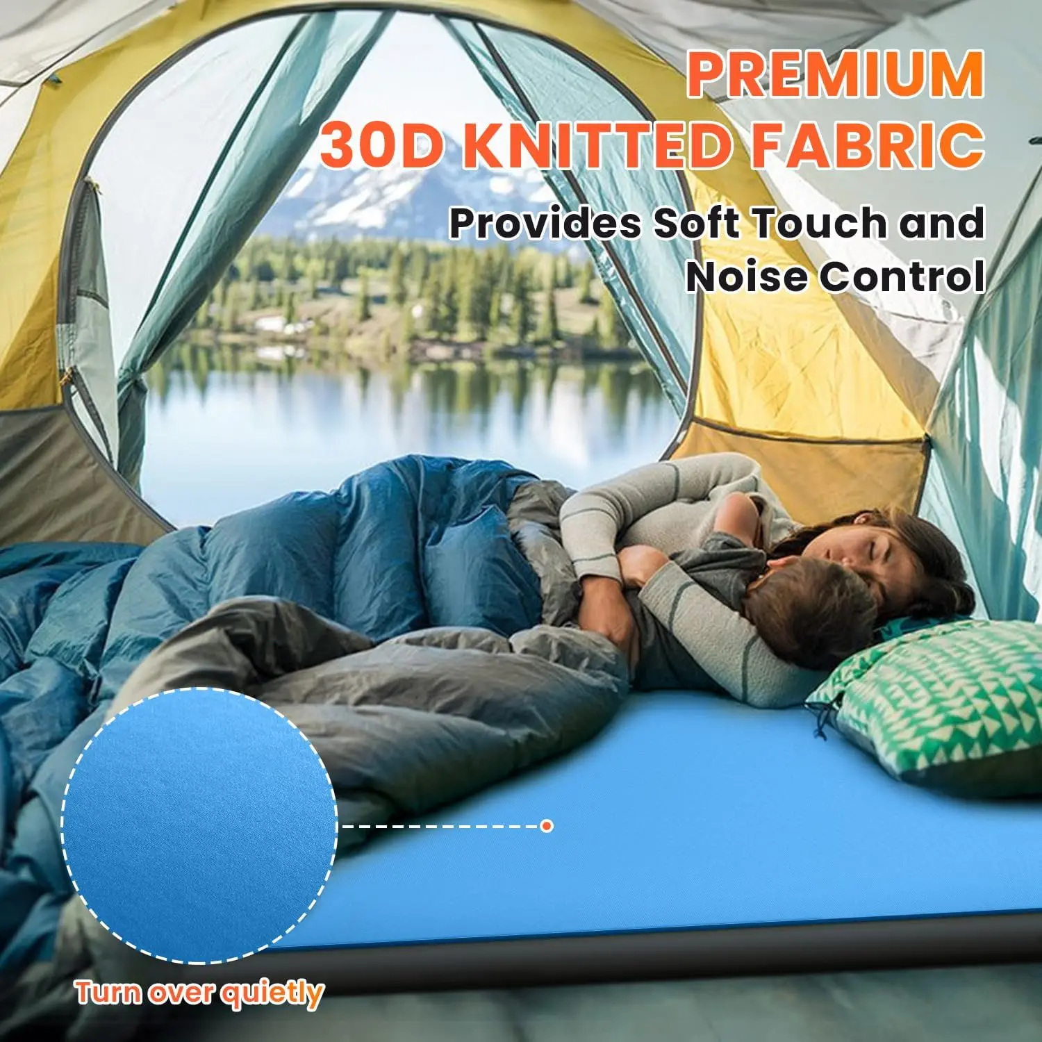 Colchoneta para dormir autoinflable con bomba eléctrica integrada, colchón doble de espuma viscoelástica ultragruesa de 4 ", campamento de desinflado rápido